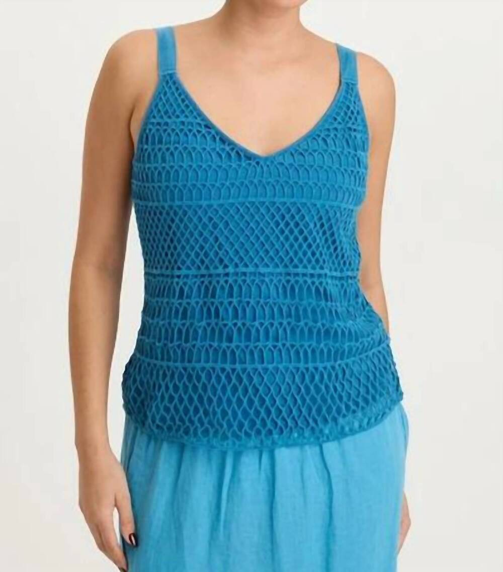 NEW XCVI shire jersey-lined crochet tank in aztec sky